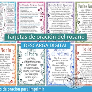 Spanish Rosary Printable Prayer Cards, How to Pray the Rosary, Tarjetas ...