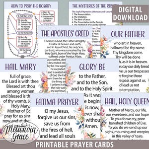 Printable Catholic Rosary Prayer Cards Set, How to Pray the Rosary ...