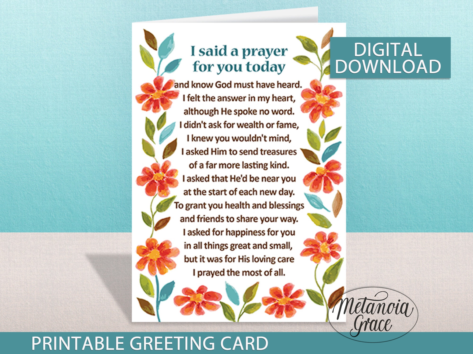 I Said a Prayer for You Today Card, Printable Note Card for Loved One