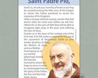 Padre Pio Prayer, Printable Saint Padre Pio Prayer Card, Canonization Prayer, St John Paul II prayer,  Digital Download, pdf file