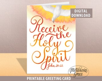 Confirmation Card, On Your Confirmation, Printable Card Receive the Holy Spirit, Come Holy Spirit, Confirmation gift, digital card, pdf file