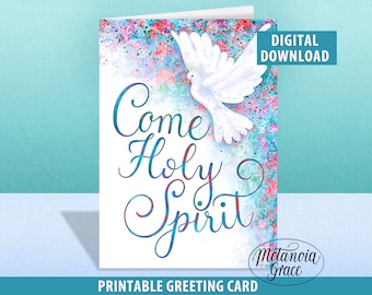 Confirmation Card, On Your Confirmation, Printable Note Card Come Holy Spirit, Confirmation gift, Holy Ghost Dove, digital download, pdf