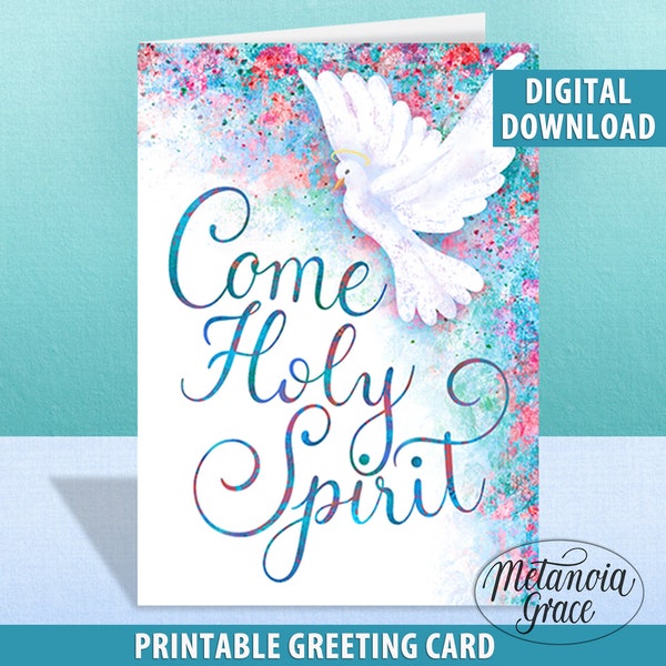 Confirmation Card, On Your Confirmation, Printable Note Card Come Holy Spirit, Confirmation gift, Holy Ghost Dove, digital download, pdf
