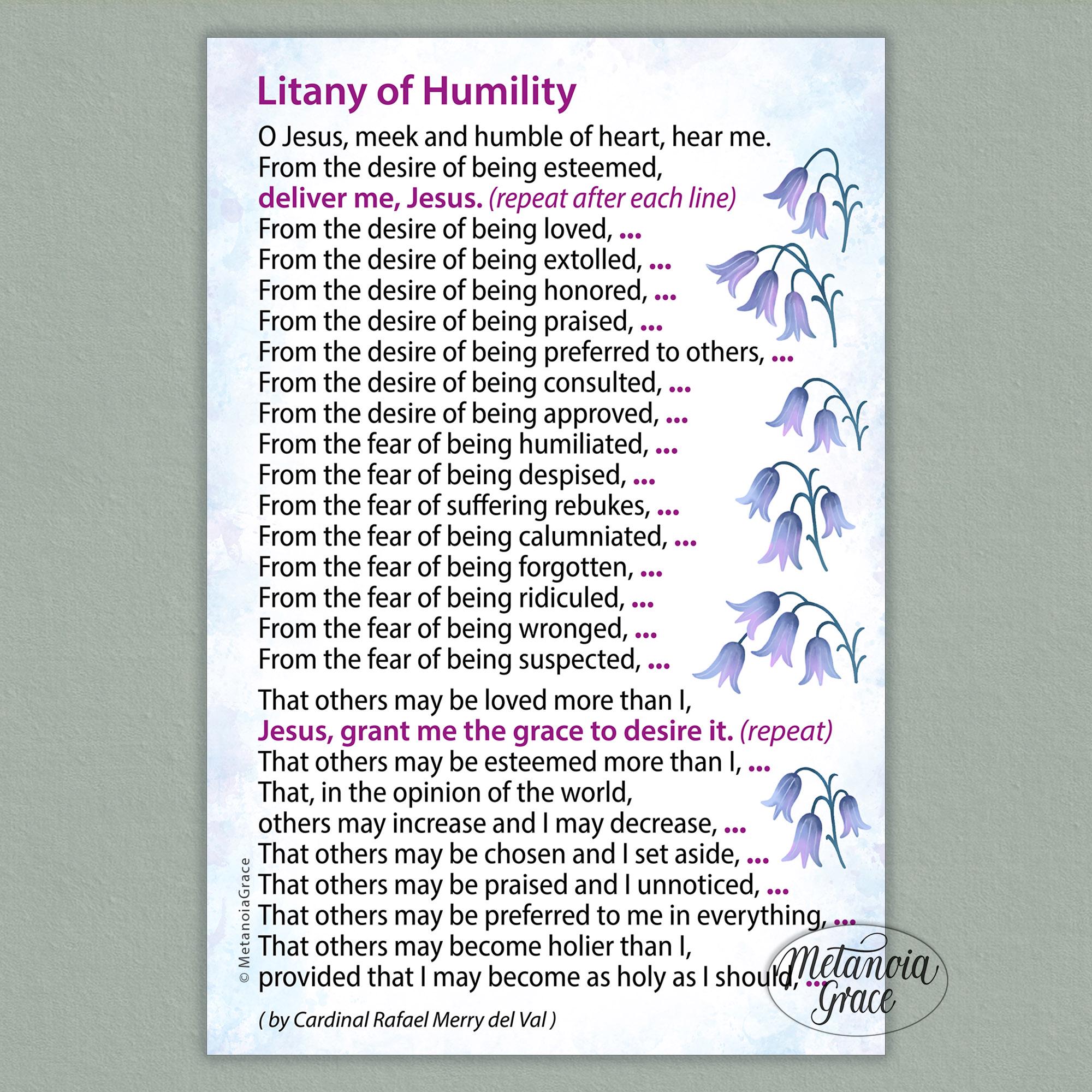 Litany of Humility Prayer Card, Cardinal Merry Del Val (digital ...