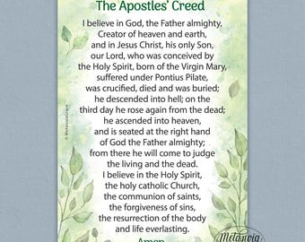 Apostles Creed, Printable Creed Prayer Cards, I Believe in God, Credo Printout, Digital Download, pdf