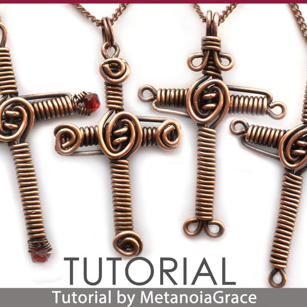 Cross Tutorial, Wire Cross Pattern, Wire Wrapping Pendant Tutorial, Wirewrapped Cross Pattern, Wirewrapped Jewelry Tutorial, Pdf Tutorial