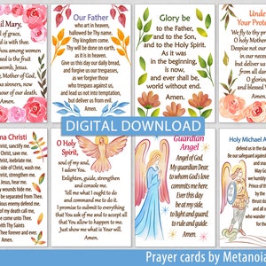 Cartões de oração para impressão, Ave Maria, Pai Nosso, Glória ao Pai, cartões sagrados católicos, Anjo da Guarda Miguel Arcanjo, Download digital, arquivo PDF