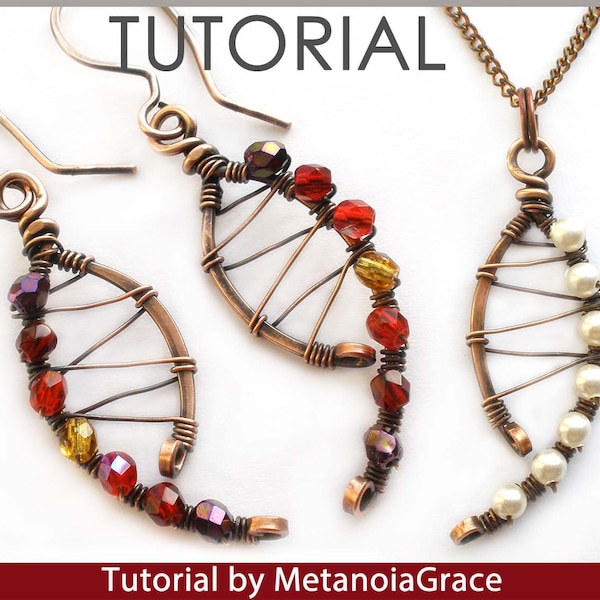 Wire Jewelry Tutorial, Wirewrapping Jewelry Tutorial, Pendant Tutorial, Spiral Earrings Tutorial, Beading Tutorial, Curved Earrings Tutorial