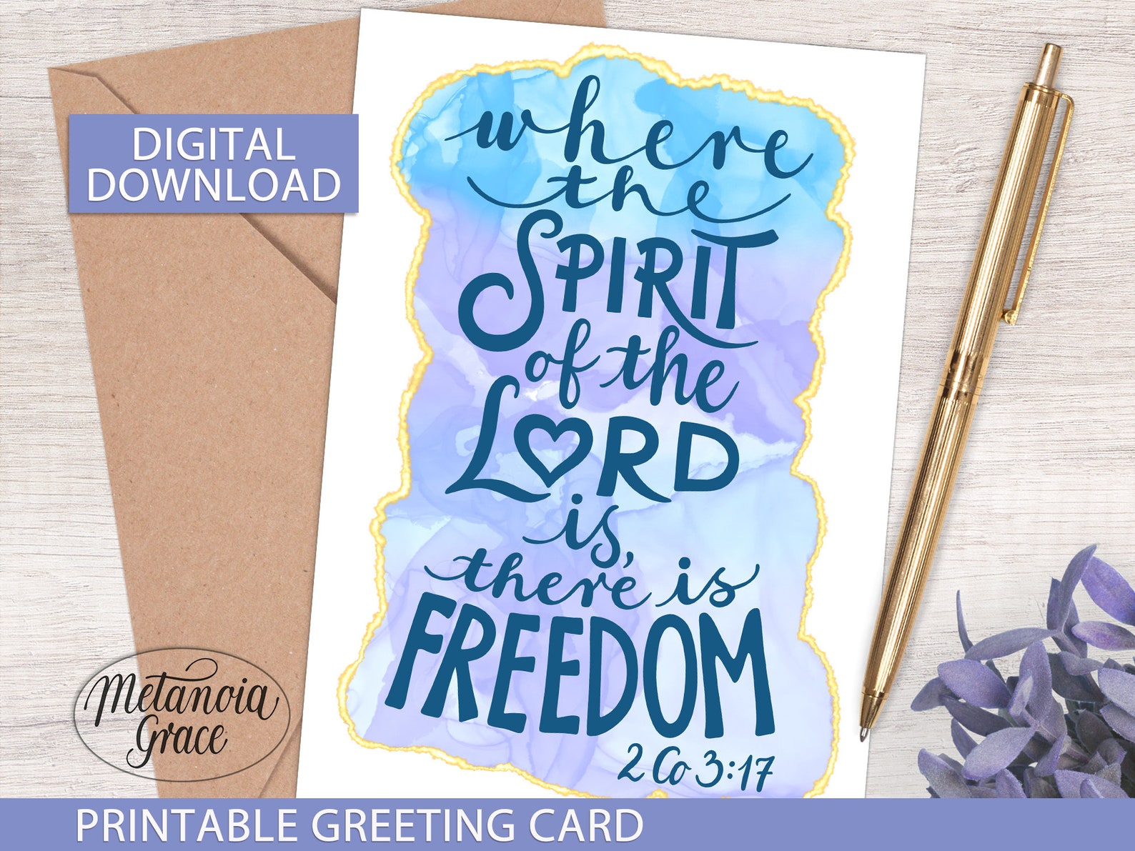 Bible Verse Freedom Printable Card, the Spirit of the Lord, Bible Quote ...