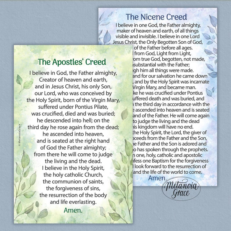Nicene Creed, Apostles Creed, Printable Creed Prayer Cards, I Believe ...