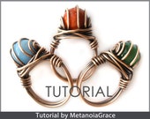 Wire Ring Tutorial, Wire Jewelry Pattern, Beading Ring Tutorial, Wire Wrapping Tutorial, Ring With Stone, Ring Making Instructions