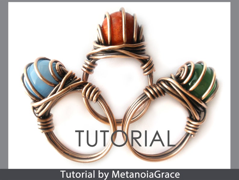 Wire Ring Tutorial, Wire Jewelry Pattern, Beading Ring Tutorial, Wire Wrapping Tutorial, Ring With Stone, Ring Making Instructions image 1