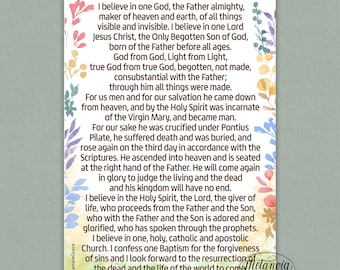 Printable Nicene Creed Prayer Card, I Believe in One God, The Nicene Creed, Credo Printout, Faint Card, Digital Download, pdf file