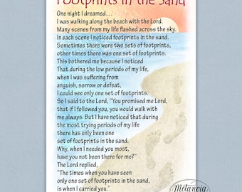 Footprints in the sand card, Printable Footsteps in the sand prayer, Footsteps card, Footprints poem, Prayer Card, Digital Download pdf file