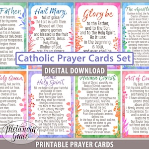 Popular Catholic Prayers, Traditional Prayer Cards, Printable Common Catholic Prayers, Apostles&#39; Creed, Hail Holy Queen, Digital Download