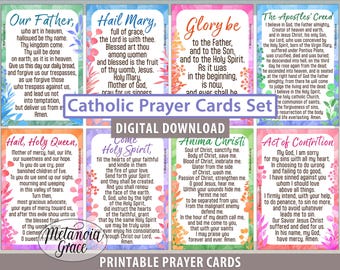 Popular Catholic Prayers, Traditional Prayer Cards, Printable Common Catholic Prayers, Apostles' Creed, Hail Holy Queen, Digital Download