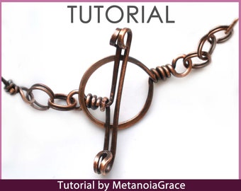 Toggle Clasp Tutorial,  Wire Clasp Tutorial, Wire Wrapping Tutorial, Step by Step Jewelry Tutorial, Clasp Instructions, Wire Clasp Pattern