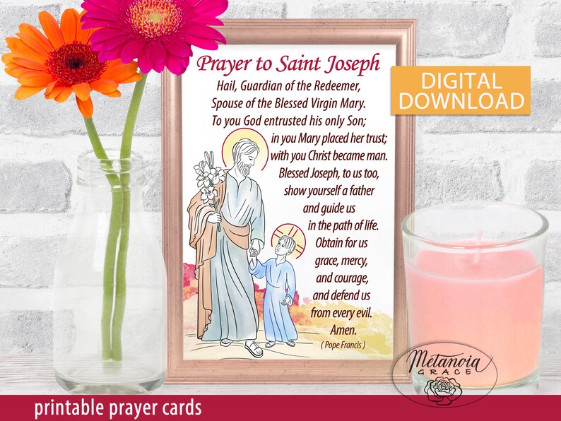 Saint Joseph Prayer Card Printable Prayer Card Pope Francis - Etsy UK
