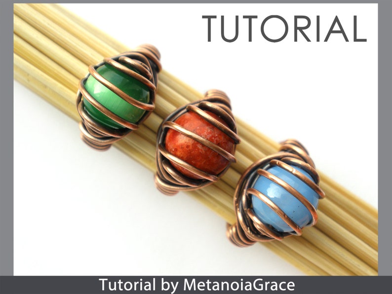 Wire Ring Tutorial, Wire Jewelry Pattern, Beading Ring Tutorial, Wire Wrapping Tutorial, Ring With Stone, Ring Making Instructions image 4
