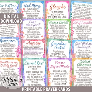Paquete de oraciones católicas populares, 16 tarjetas de oración imprimibles, oraciones diarias, oraciones comunes, oraciones católicas tradicionales, descarga digital.