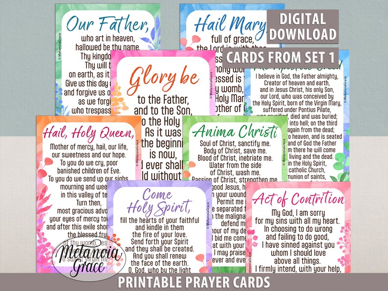 Popular Catholic Prayers Bundle, 16 Printable Prayer Cards, Daily ...
