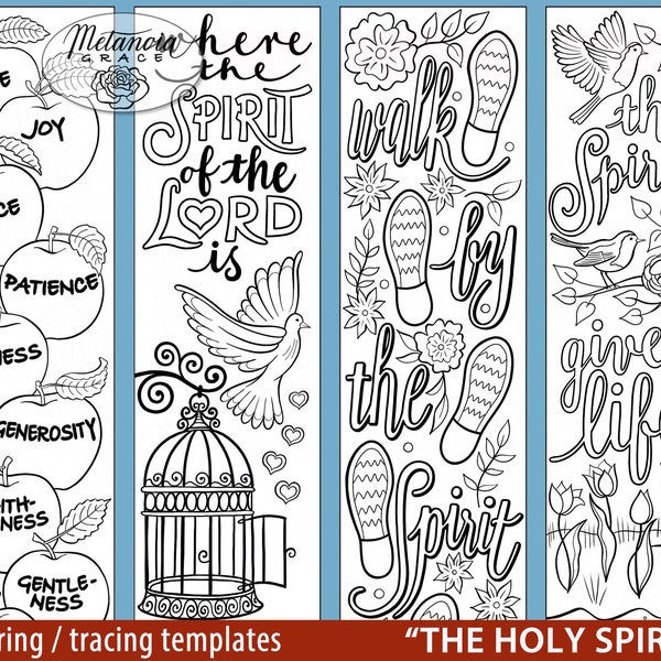 Holy Spirit Bible Margin Journaling Traceable, Coloring Bible Journaling Template, Holy Spirit Coloring Bookmark, Digital Download pdf file