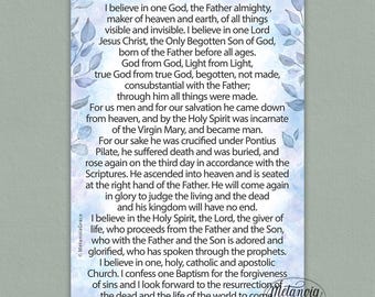 The Nicene Creed, Printable Creed Prayer Card, I Believe in One God, Credo Printout, Digital Download, pdf file