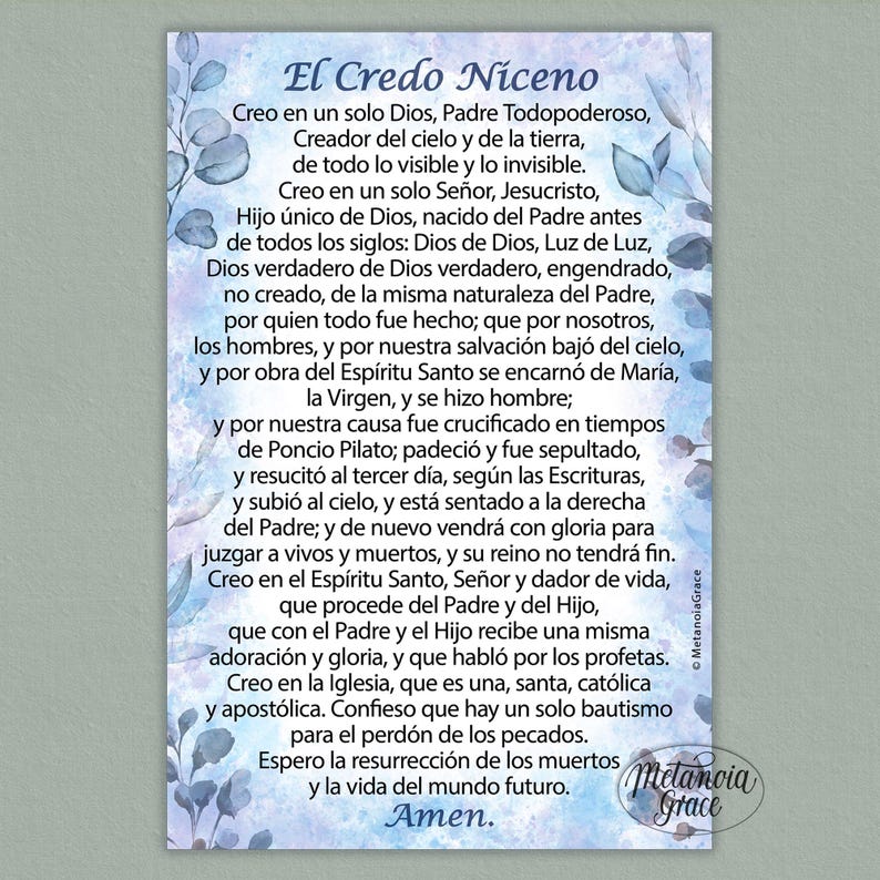 Spanish Creeds Printable Cards, Credo De Los Apostoles, Credo Niceno ...