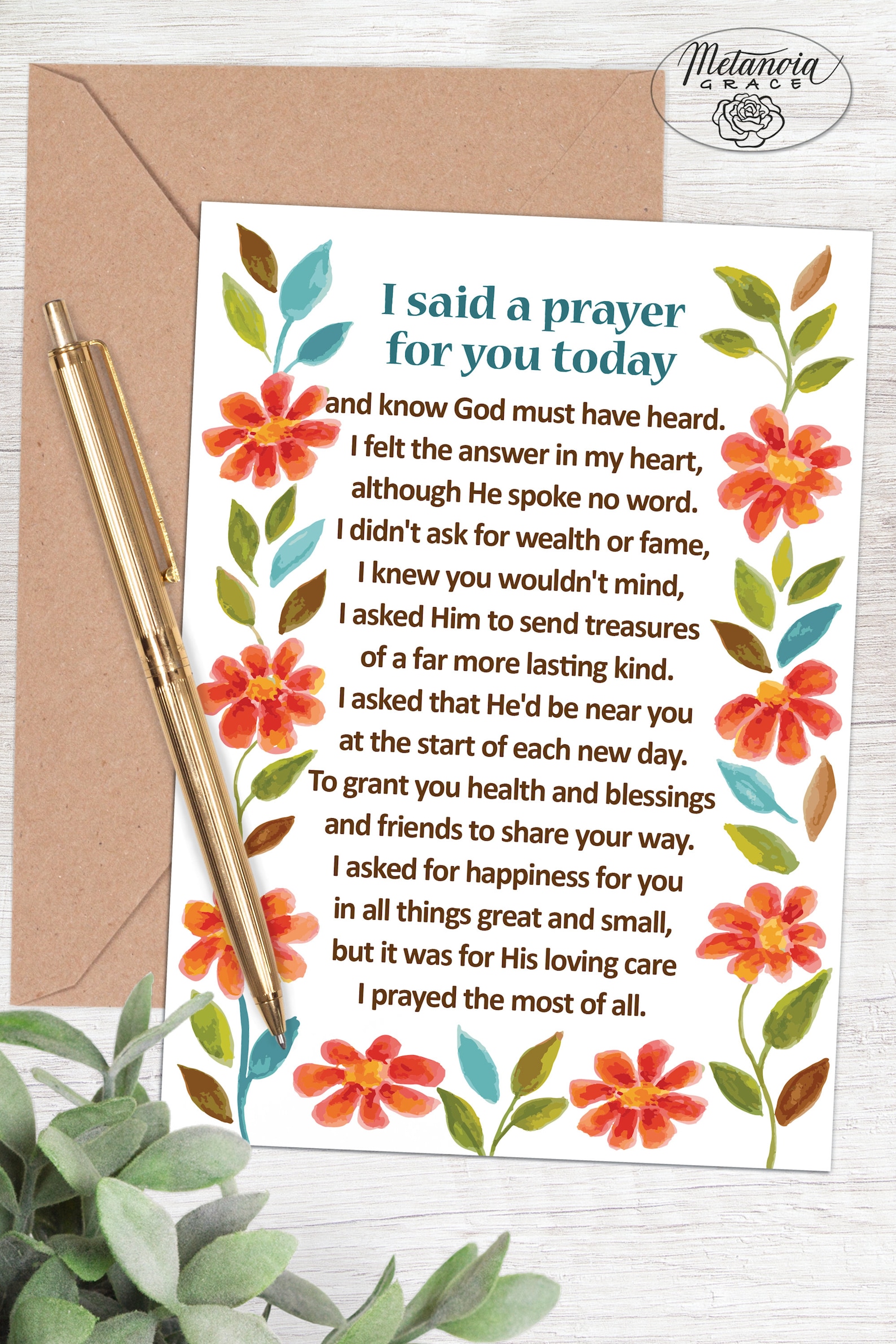 I Said a Prayer for You Today Card Printable Card for Loved Etsy I Said a Prayer for You Today Card Printable Card for Loved Etsy
