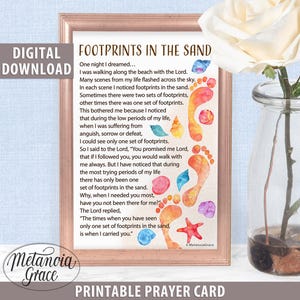 Footprints in the Sand Printable Card, Footsteps in the Sand Prayer ...