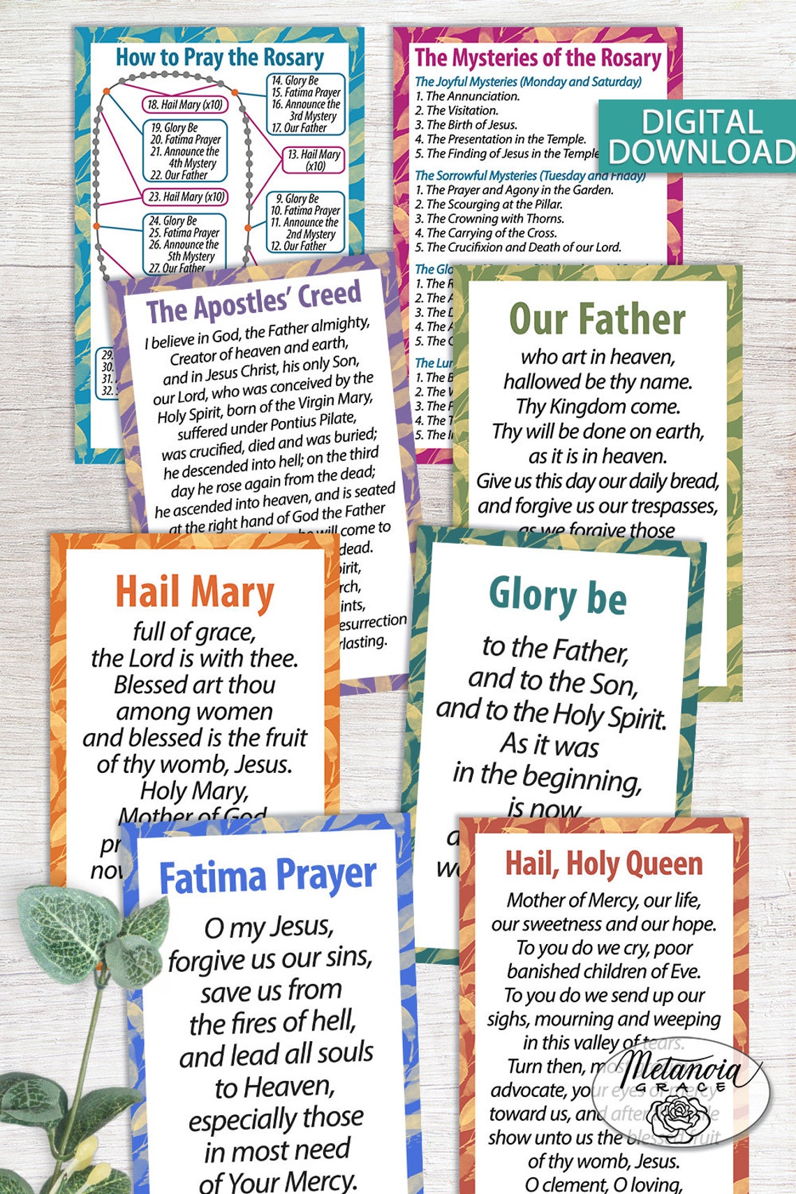 Printable Prayer Cards Bundle Rosary Prayer Cards Divine - Etsy