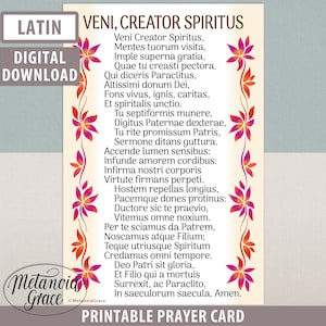 Veni Creator Spiritus, afdrukbare Pinksteren Heilige Geest hymne, Come Creator Spirit in het Latijn, Heilige Geest, Pinkstergebed, digitale download