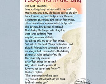 Footprints in the sand card, Printable Footsteps in the sand prayer, Footsteps card, Footprints poem, Prayer Card, Digital Download pdf file