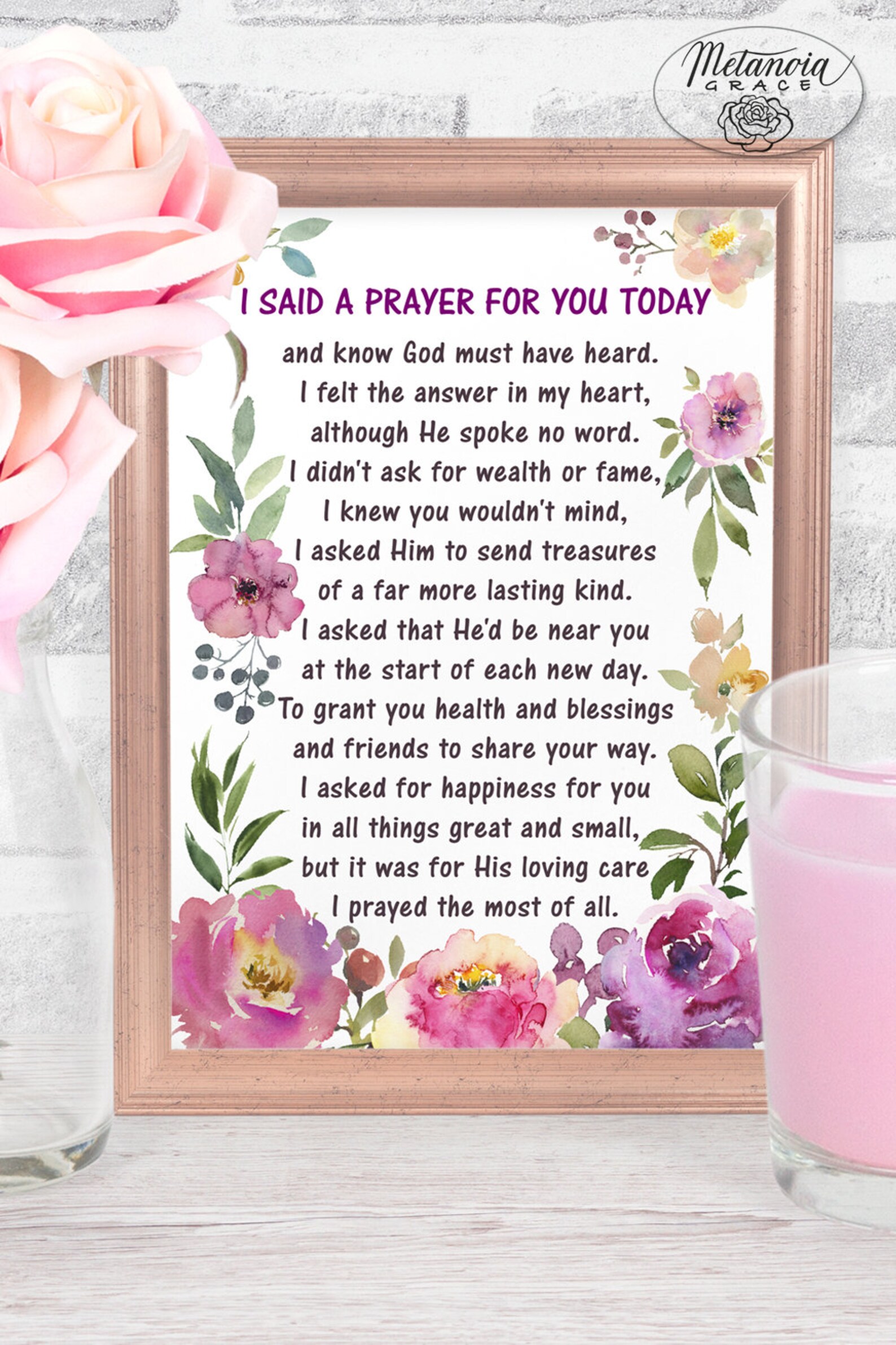 I Said A Prayer For You Today Poem Printable