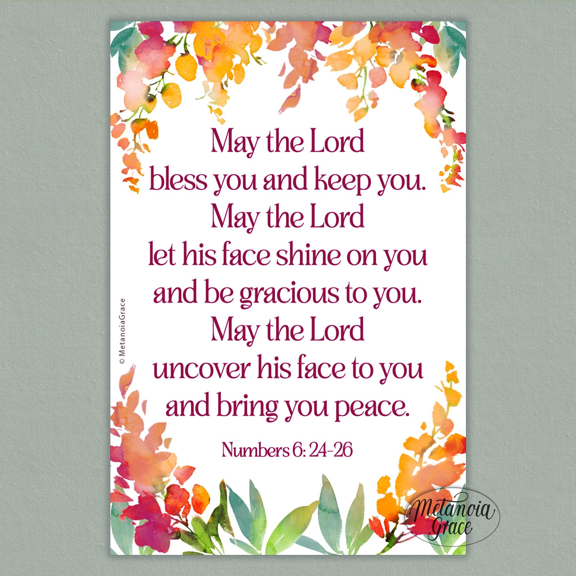 May the Lord Bless You and Keep You, Printable Blessing Prayer Card ...