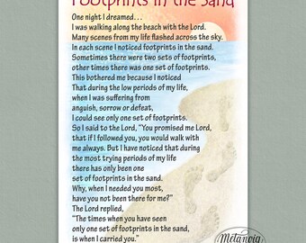 Footprints in the sand card, Printable Footsteps in the sand prayer, Footsteps card, Footprints poem, Prayer Card, Digital Download pdf file