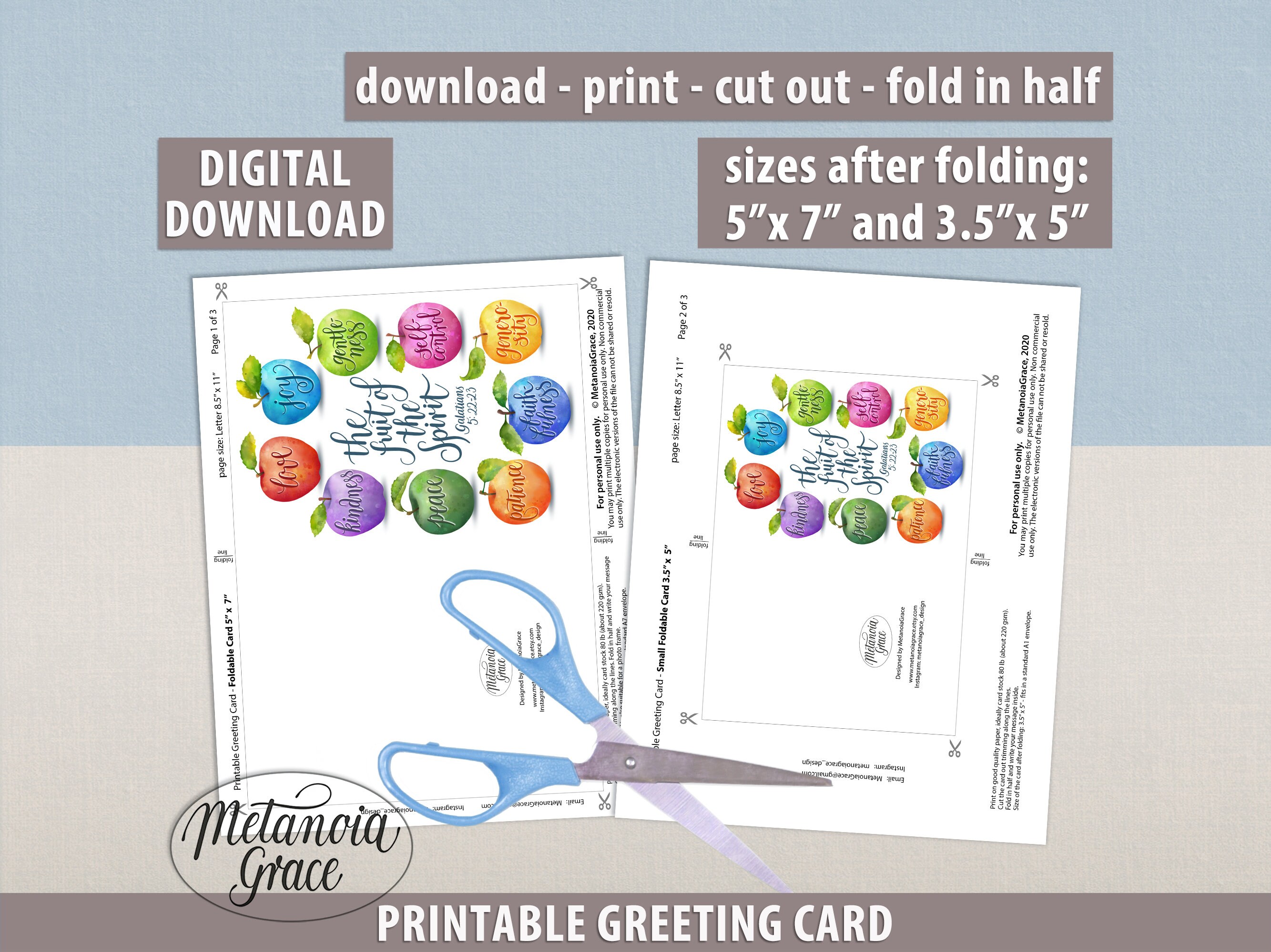 Fruits of the Spirit Note Card Printable Confirmation Card - Etsy Australia