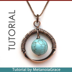 Circular Earrings PDF Tutorial, Wire Earrings Tutorial, Wire Jewelry Tutorial, Turquoise Earrings, Wirework Pendant Tutorial, Long Earrings image 5