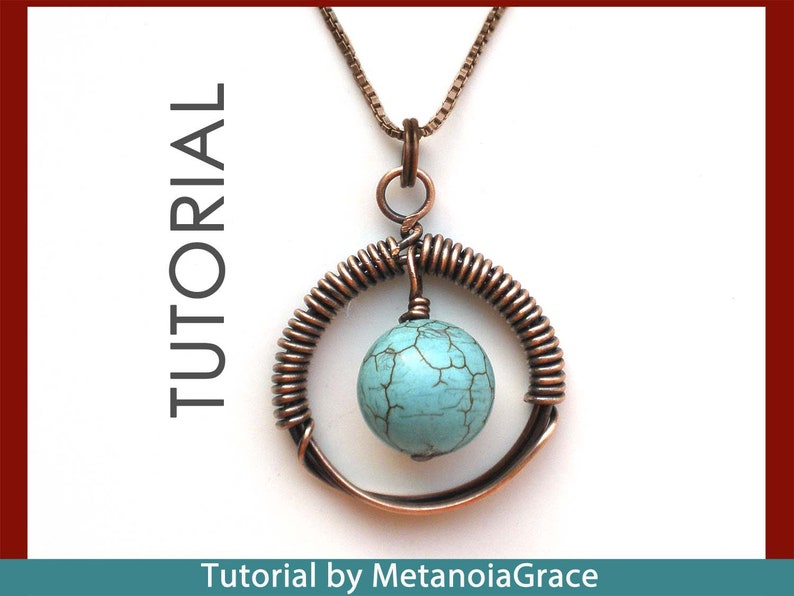 Circular Earrings PDF Tutorial, Wire Earrings Tutorial, Wire Jewelry Tutorial, Turquoise Earrings, Wirework Pendant Tutorial, Long Earrings image 5