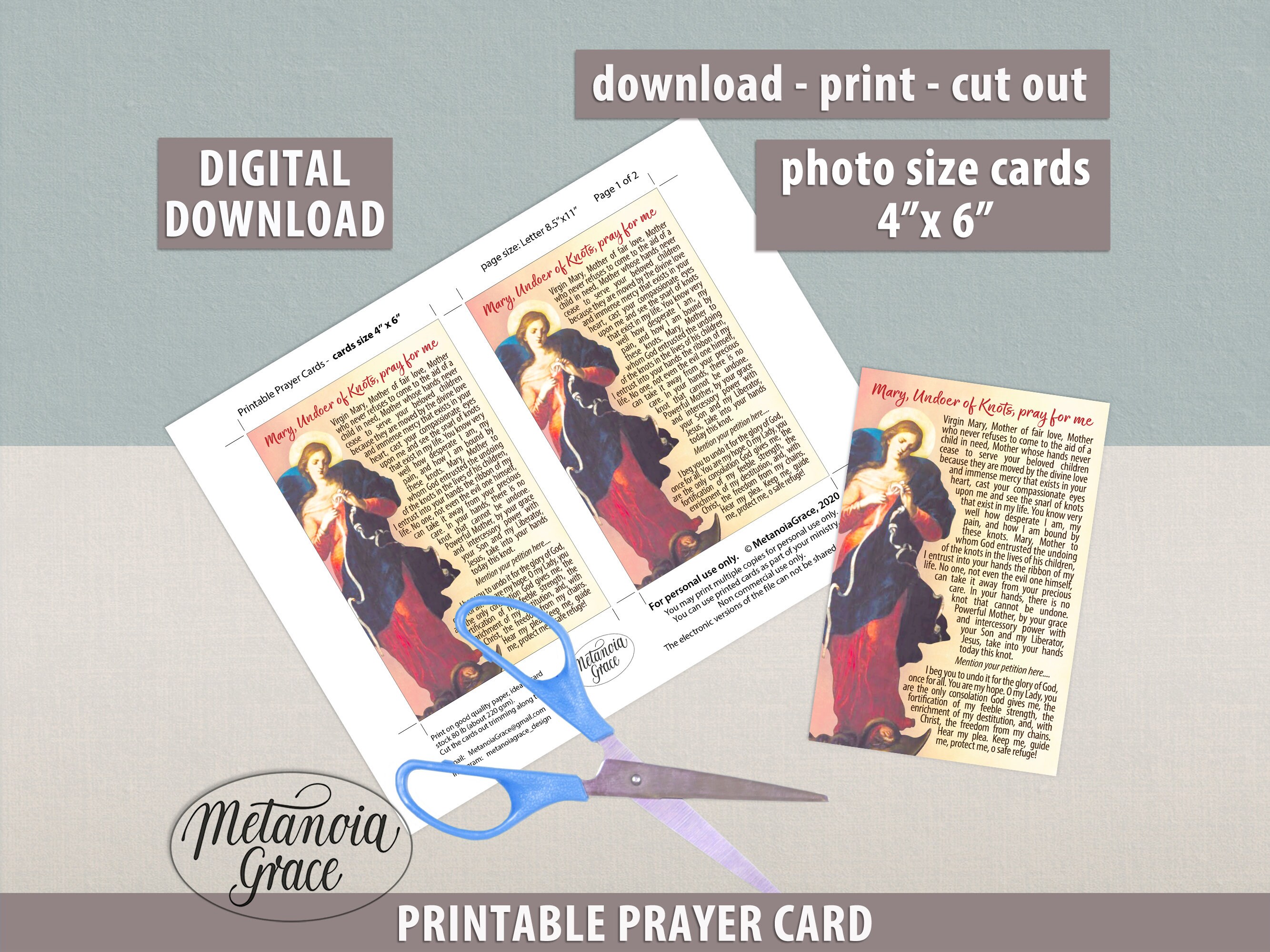Mary Undoer of Knots, Printable Mary Untier of Knots Prayer Card, Our ...