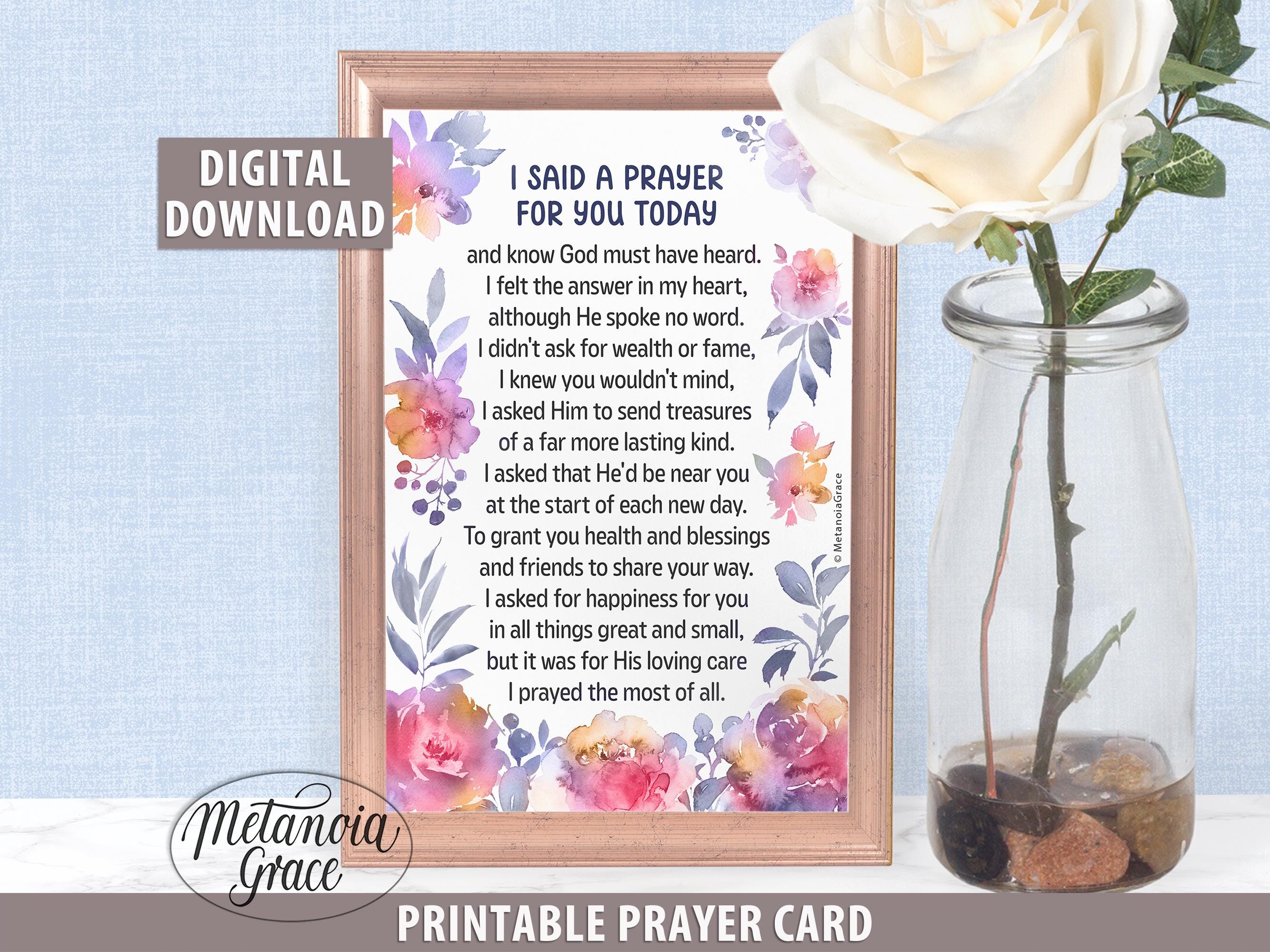 I Said a Prayer for You Today, Printable Uplifting Prayer Card ...