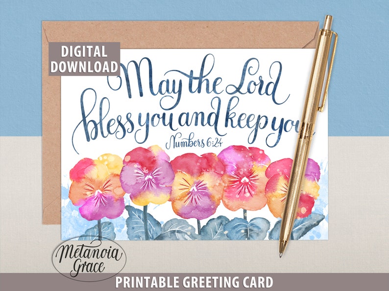 Printable Blessing Note Card, Numbers 6:24 Blessing, Aaron's Blessing ...