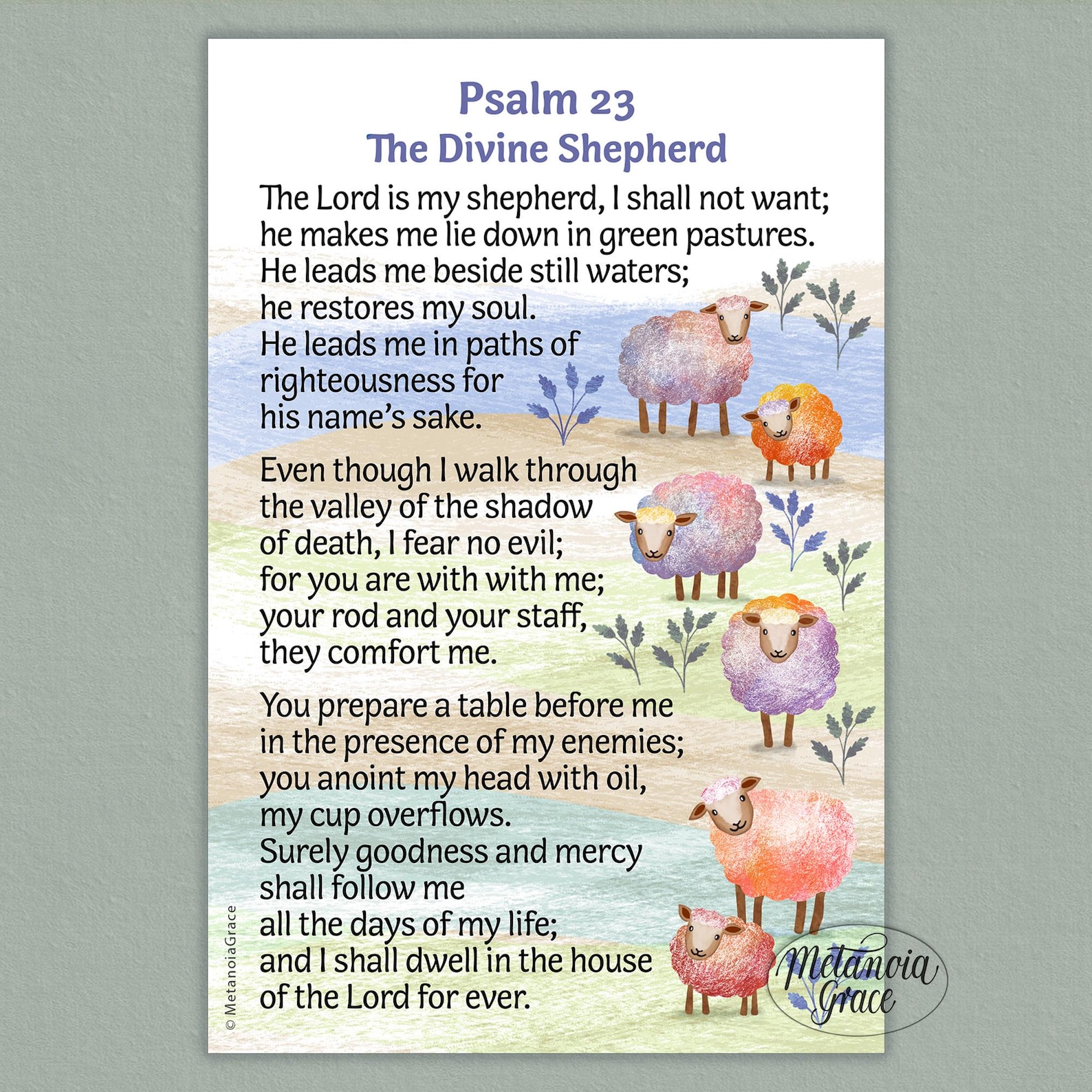 Psalm 23 Printable Prayer Card, the Lord is My Shepherd I Shall Not ...