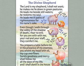 Psalm 23 Printable Prayer Card, The Lord is My Shepherd I shall not want, Psalm 23 Printout, Bible Psalm 23 Card, Digital Download pdf file