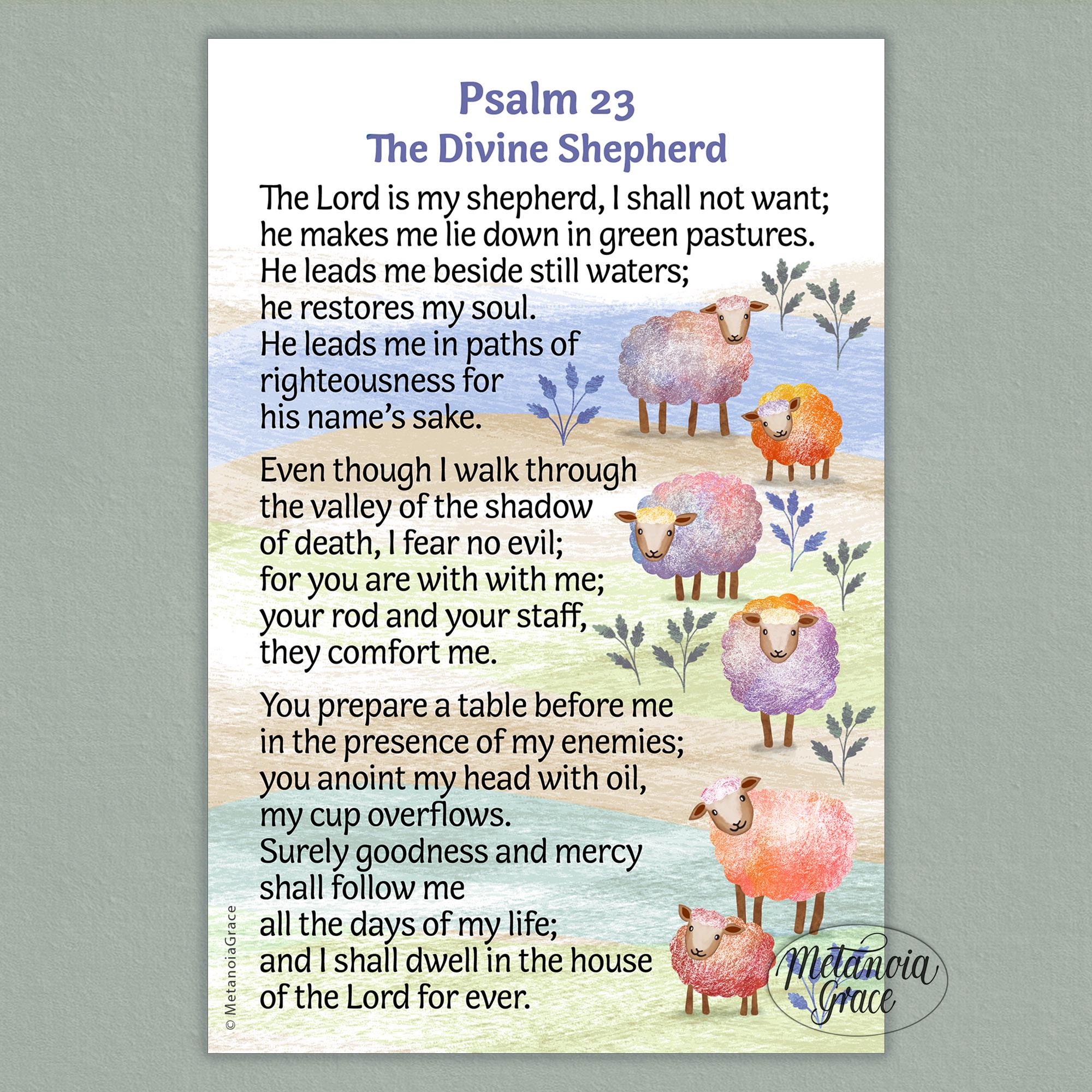 Psalm 23 Printable Prayer Card, the Lord is My Shepherd I Shall Not ...