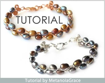 Tutorial su bracciale di perle, tutorial su gioielli con perline, tutorial su bracciale in filo metallico, modello di braccialetto in filo metallico, tutorial sull'avvolgimento del filo, PDF sui gioielli in filo metallico