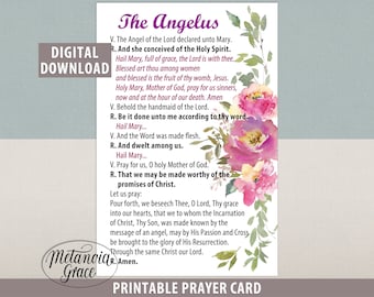 The Angelus Prayer Card, The Angelus holy card, The Angel of the Lord declared unto Mary, Printable Prayer Card, Digital Download, pdf file