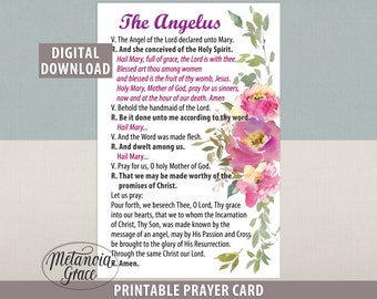 The Angelus Prayer Card, The Angelus holy card, The Angel of the Lord declared unto Mary, Printable Prayer Card, Digital Download, pdf file