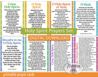 Holy Spirit Prayer Cards, Catholic Prayer Cards Printable Set, Come Holy Spirit, Come Creator Spirit, O Holy Spirit, Digital Download