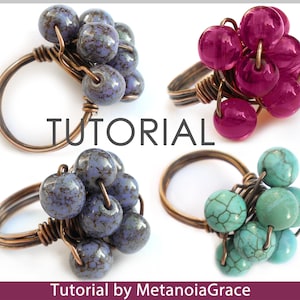 Wirewrapped Ring Tutorial, Beading Jewelry Tutorial, Cluster Ring Tutorial, Handmade Ring Tutorial, Cocktail Ring, Wire Ring Pattern